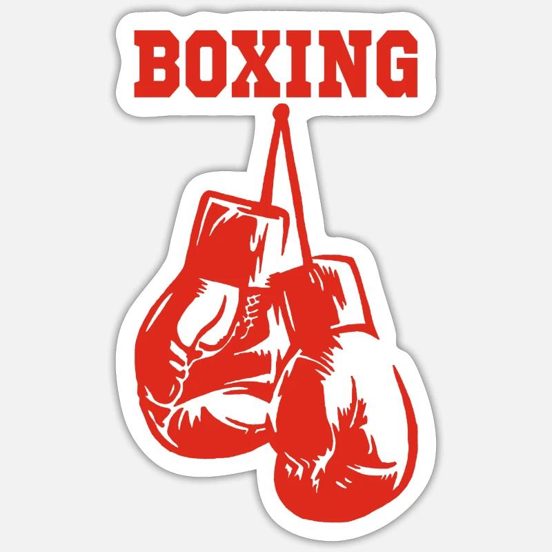 Gants de boxe rouges - Sticker taille S (10 x 10 cm) - blanc mat