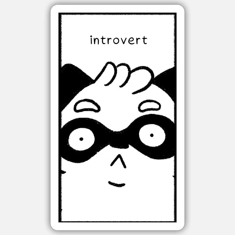 Procione introverso - Sticker formato S (10 x 10 cm) - bianco opaco