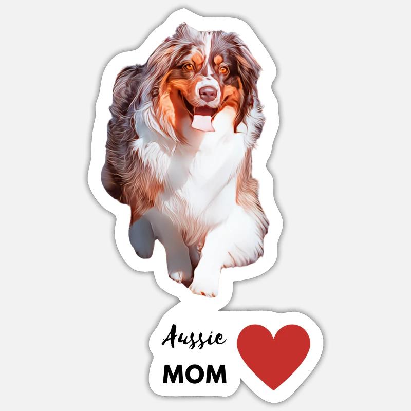 Aussie Mom - Sticker Größe S (10 x 10 cm) - Mattweiß