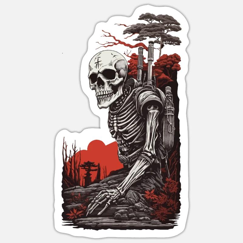 Occulte Steampunk Apocalypse Gothique Squelette Design - Sticker taille S (10 x 10 cm) - blanc mat