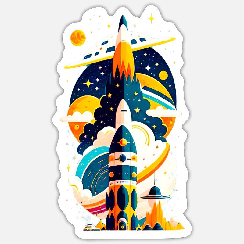 Rocket Space - Sticker size S (10 x 10 cm) - white matte