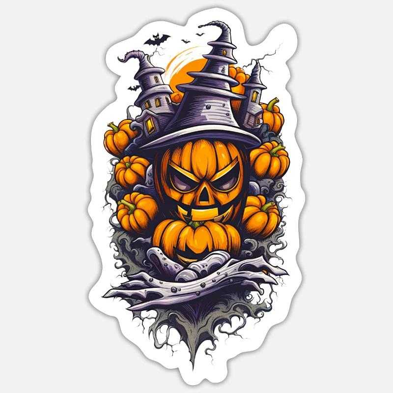 Halloween Villa Kürbiskopf Sticker Größe S (10 x 10 cm)
