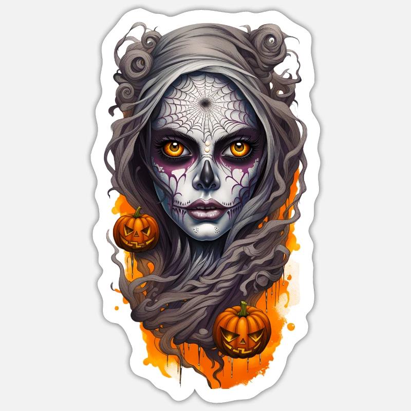 Sorcière d’Halloween 02 - Sticker taille S (10 x 10 cm) - blanc mat