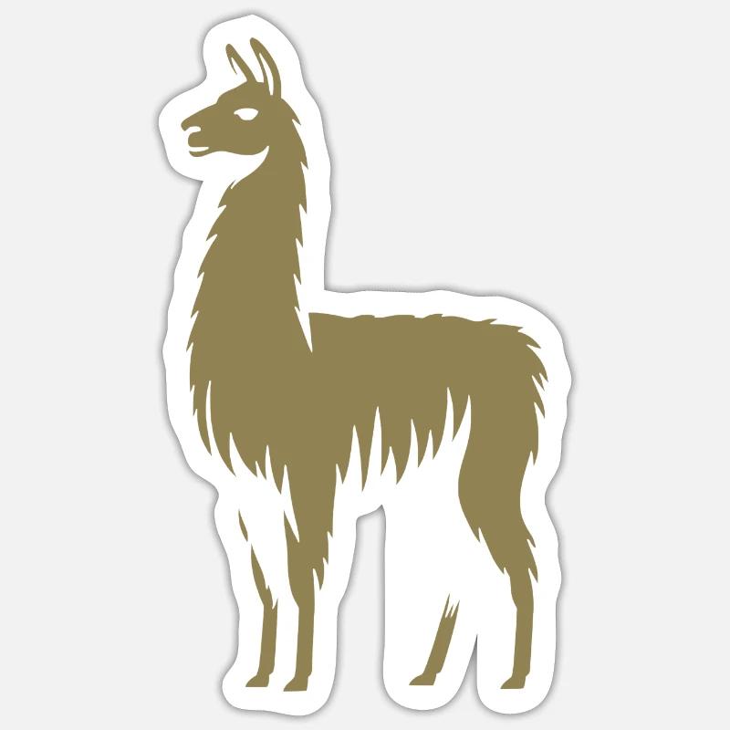 Lama Silhouette - Sticker Größe S (10 x 10 cm) - Mattweiß