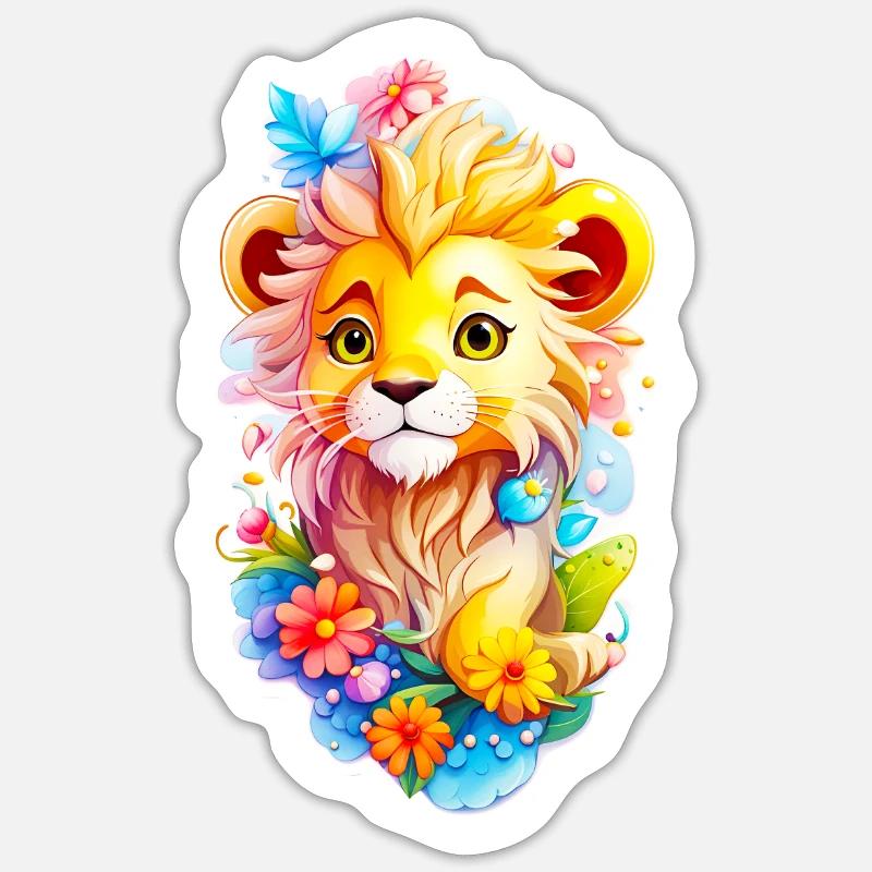 Löwen Tierkind Sticker Größe S (10 x 10 cm)