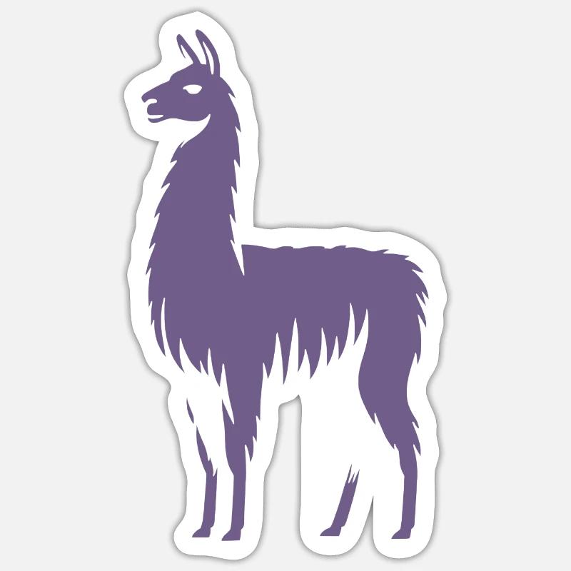 Silhouette de lama - Sticker taille S (10 x 10 cm) - blanc mat