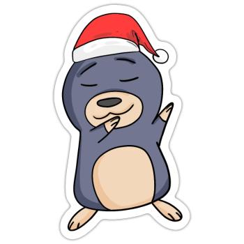 Maulwurf Weihnachten - Sticker Größe S (10 x 10 cm) - Mattweiß - Vorne