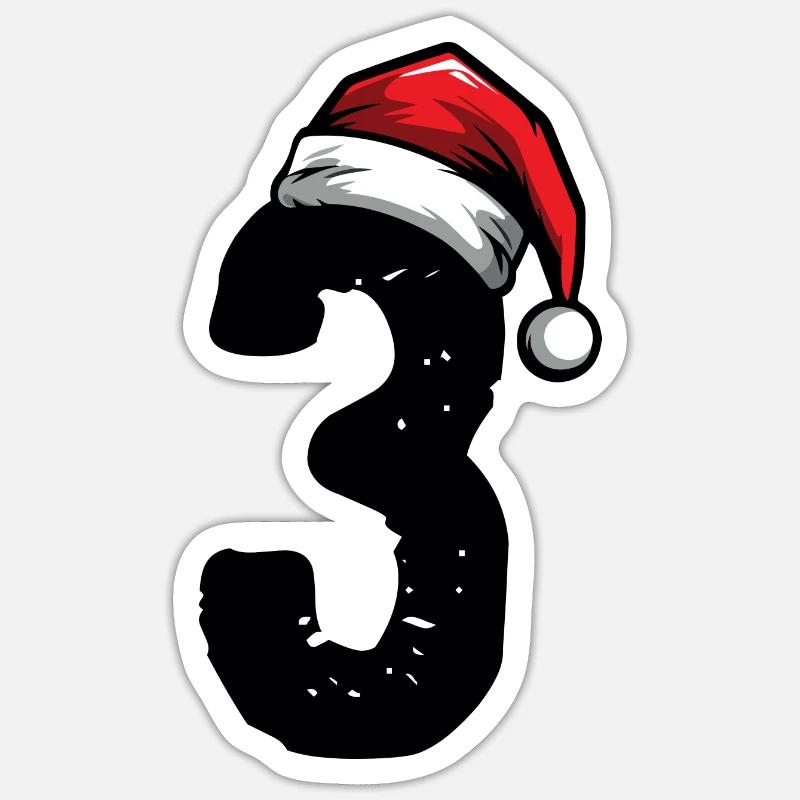 3 Numéro de Noël - Sticker taille S (10 x 10 cm) - blanc mat