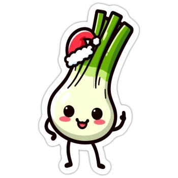 Nikolauch Kawaii Lauch - Sticker Größe S (10 x 10 cm) - Mattweiß - Vorne