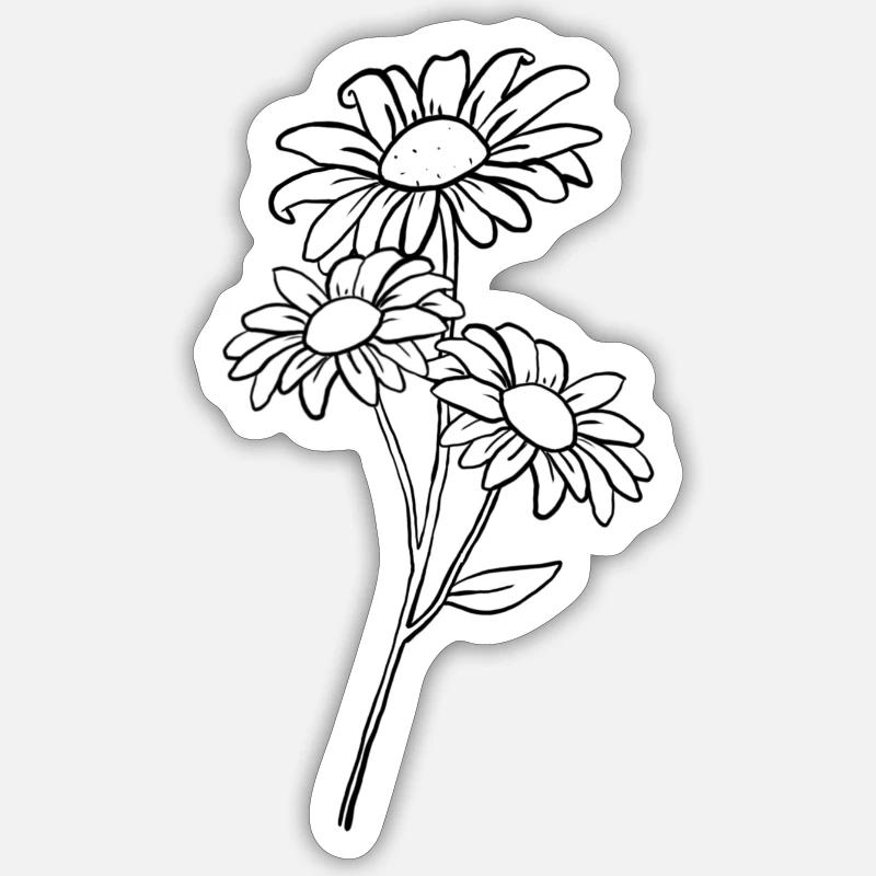 Gänseblümchen / Daisy - Sticker Größe S (10 x 10 cm) - Mattweiß