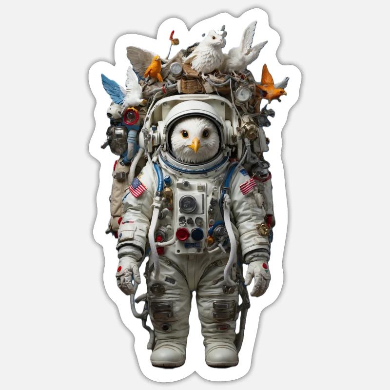 Astronaute aigle - Sticker taille S (10 x 10 cm) - blanc mat
