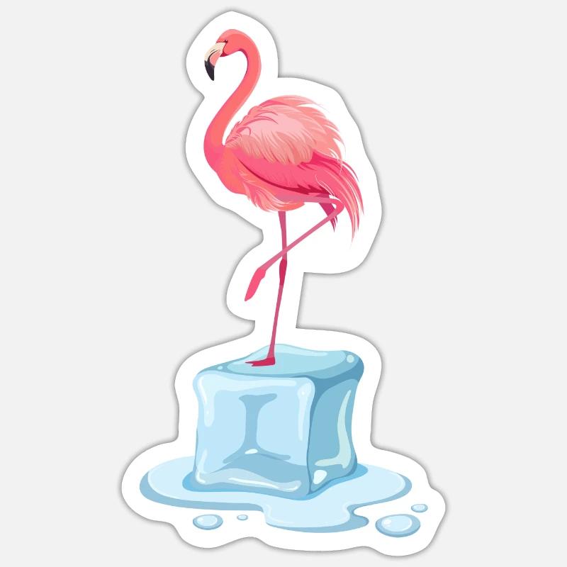 exotischer Eisbade-Flamingo Winterschwimmen eisbad - Sticker Größe S (10 x 10 cm) - Mattweiß