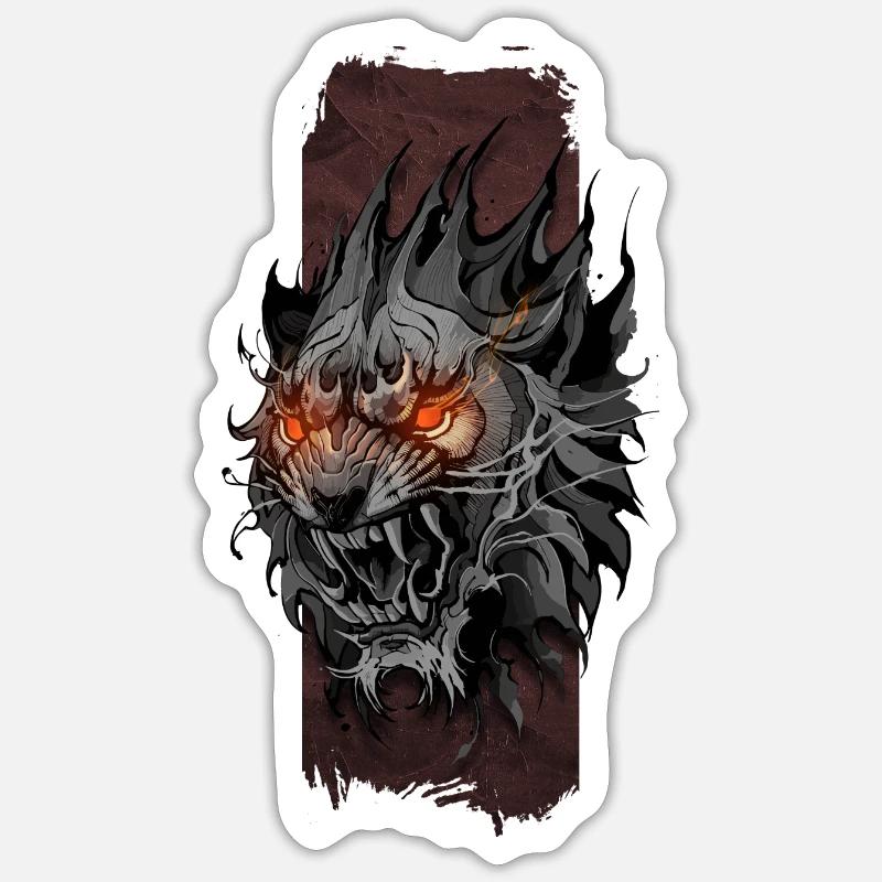 Inferno-König: Der lodernde Blick des Löwen Sticker Größe S (10 x 10 cm)