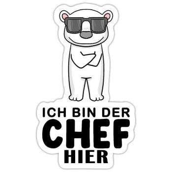 Chef Spruch mit Eisbär Motiv - Sticker Größe S (10 x 10 cm) - Mattweiß - Vorne