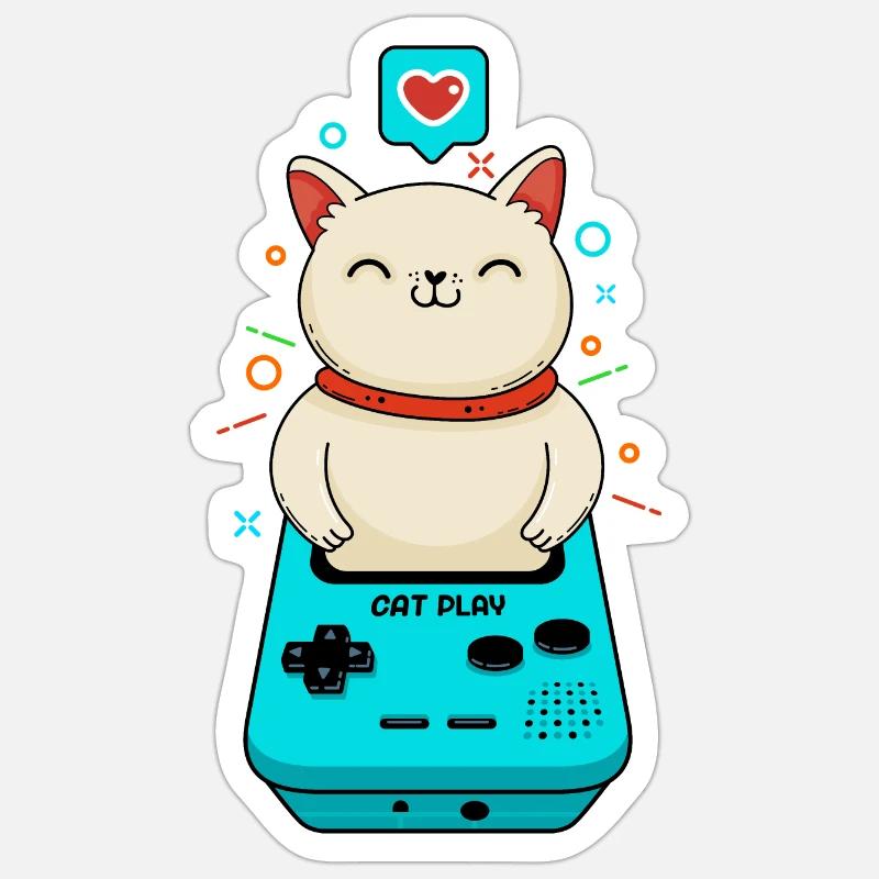 Jeu de chat - Sticker taille S (10 x 10 cm) - blanc mat