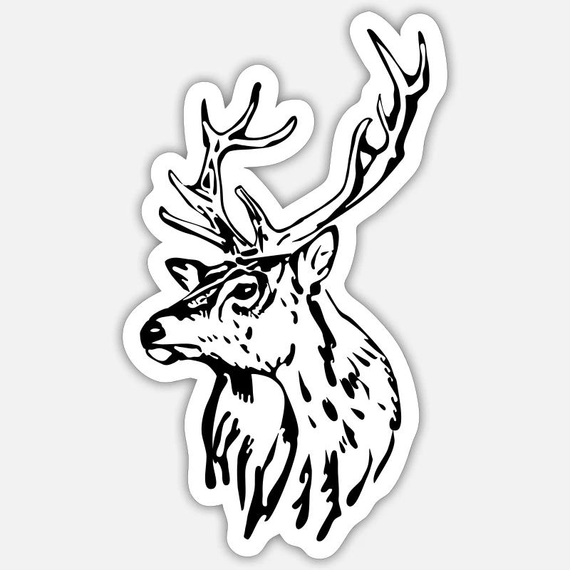 Hirschkopf [Schwarz] Sticker Größe S (10 x 10 cm)