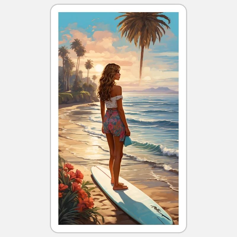 Surf & Beach - Sticker size S (10 x 10 cm) - white matte