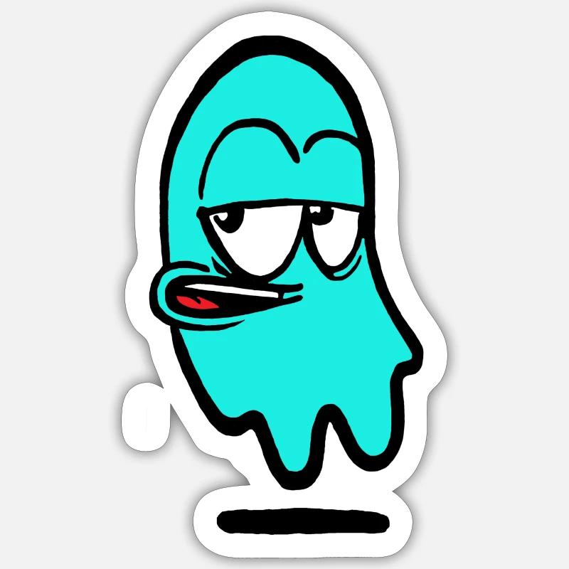 Chekker en turquoise - Sticker taille S (10 x 10 cm) - blanc mat