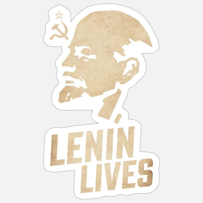 Lénine vit - Sticker taille S (10 x 10 cm) - blanc mat