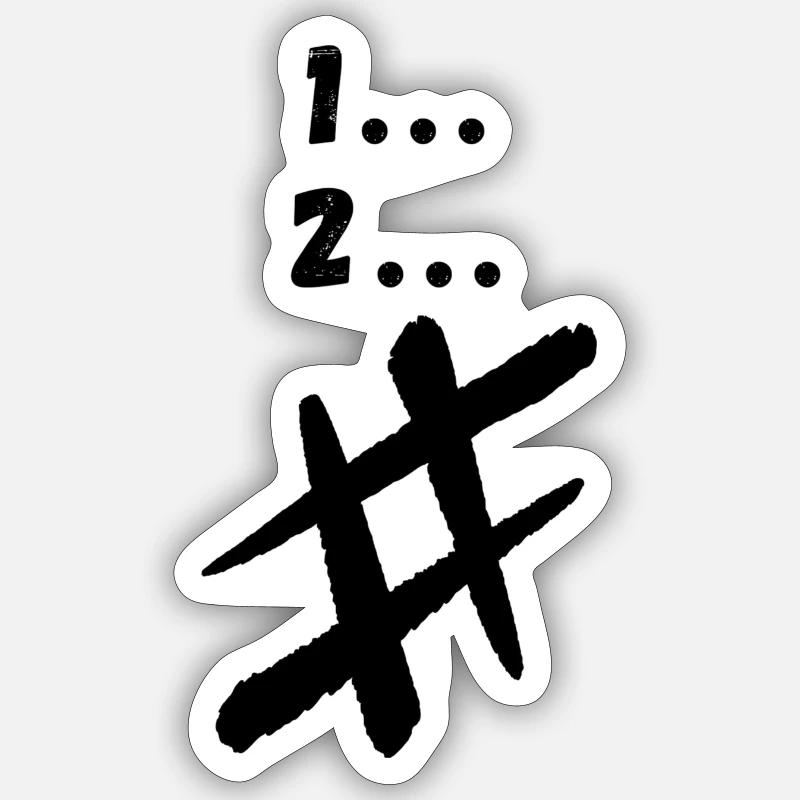 1 2 # - Sticker Größe S (10 x 10 cm) - Mattweiß