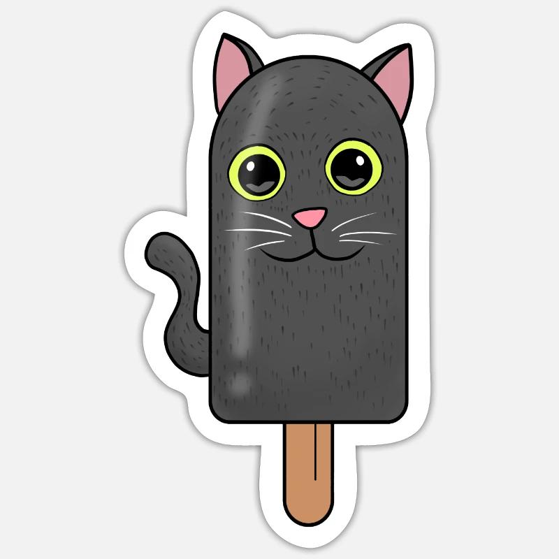 Black Cat Head Popsicle - Sticker size S (10 x 10 cm) - white matte