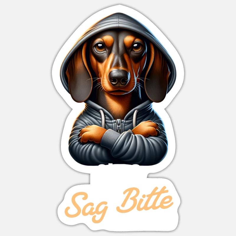 Sitz? Sag bitte... Vielleicht dann - Dackel Teckel - Sticker Größe S (10 x 10 cm) - Mattweiß