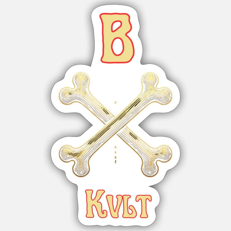 B Kvlt Bones - Sticker size S (10 x 10 cm) - white matte
