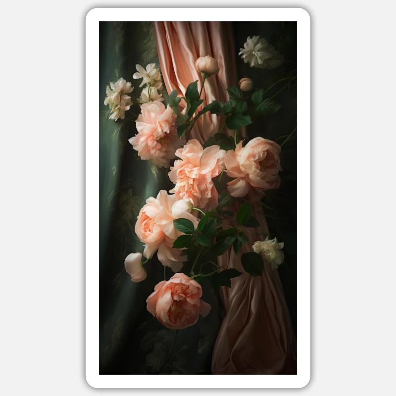 Dark Romance Rosen Gemälde Design - Sticker Größe S (10 x 10 cm) - Mattweiß