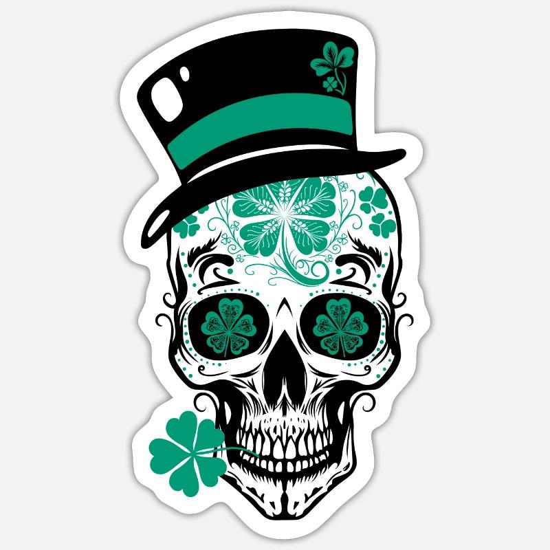 Sugar Skull St Patrick's Day - Sticker size S (10 x 10 cm) - white matte