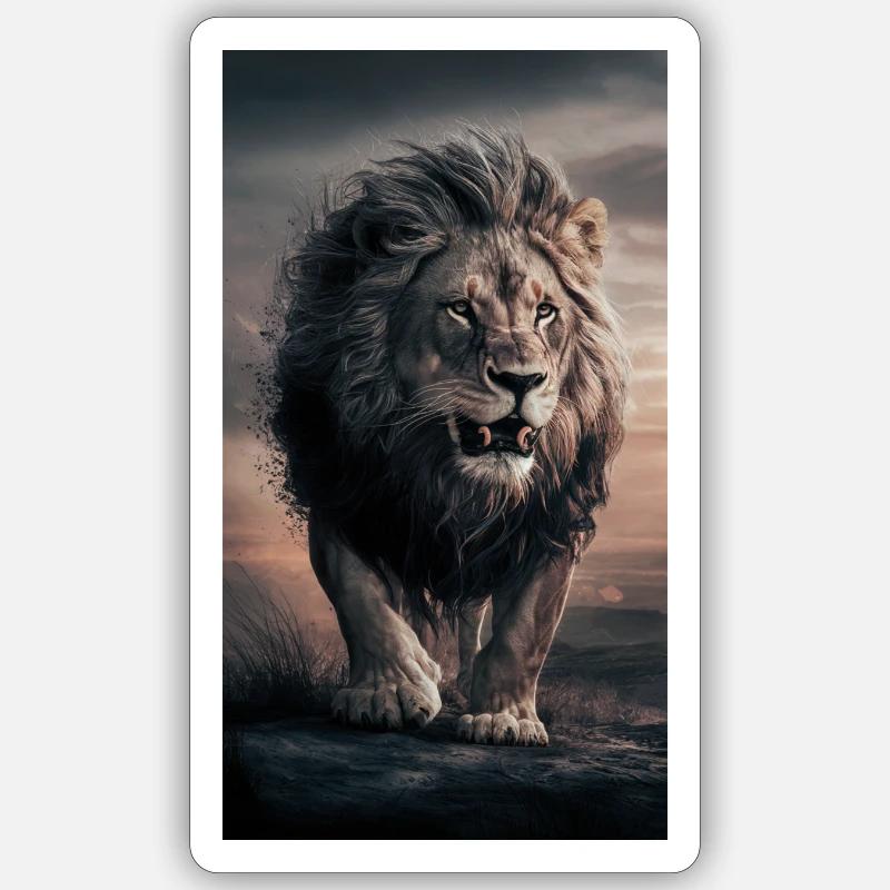 mächtiger, stolzer Löwe - Sticker Größe S (10 x 10 cm) - Mattweiß