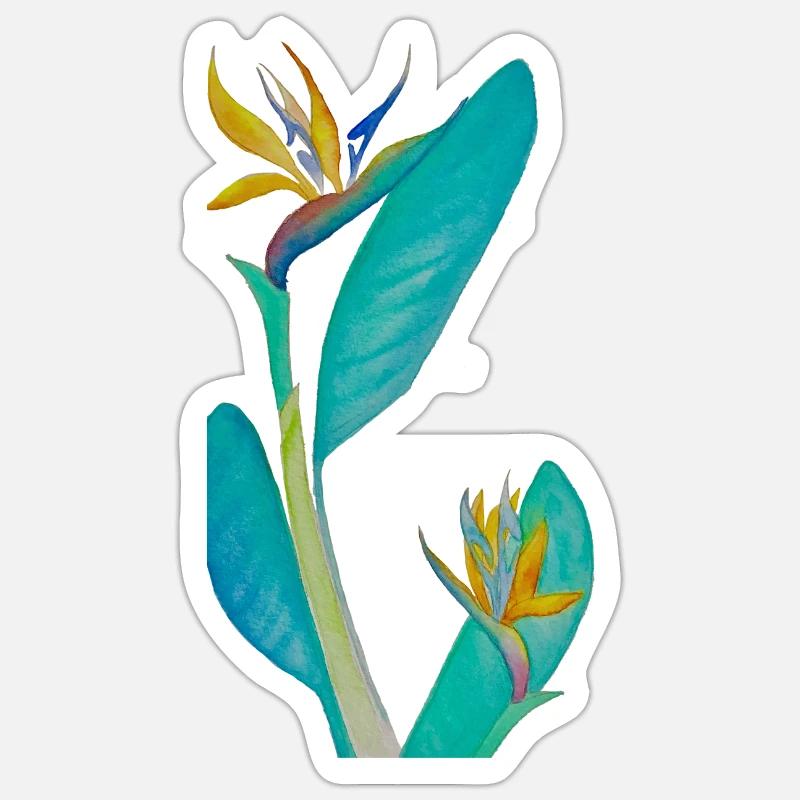 Plante oiseau du paradis - Sticker taille S (10 x 10 cm) - blanc mat