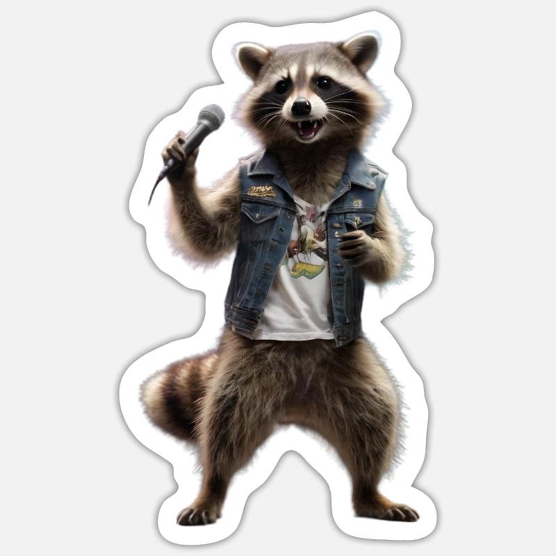 Waschbär-Singmikrofon Sticker Größe S (10 x 10 cm)