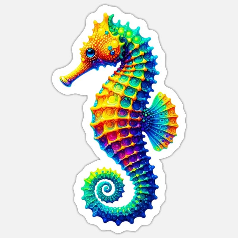Hippocampe - Sticker taille S (10 x 10 cm) - blanc mat