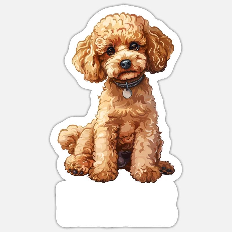 Caniche - Sticker taille S (10 x 10 cm) - blanc mat