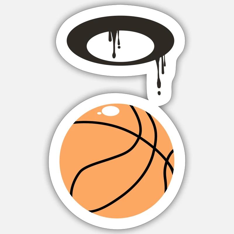 Basket-ball - Sticker taille S (10 x 10 cm) - blanc mat