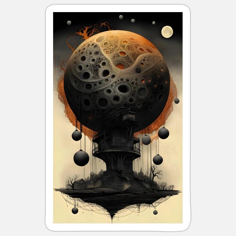 Structure sphérique sombre - Sticker taille S (10 x 10 cm) - blanc mat