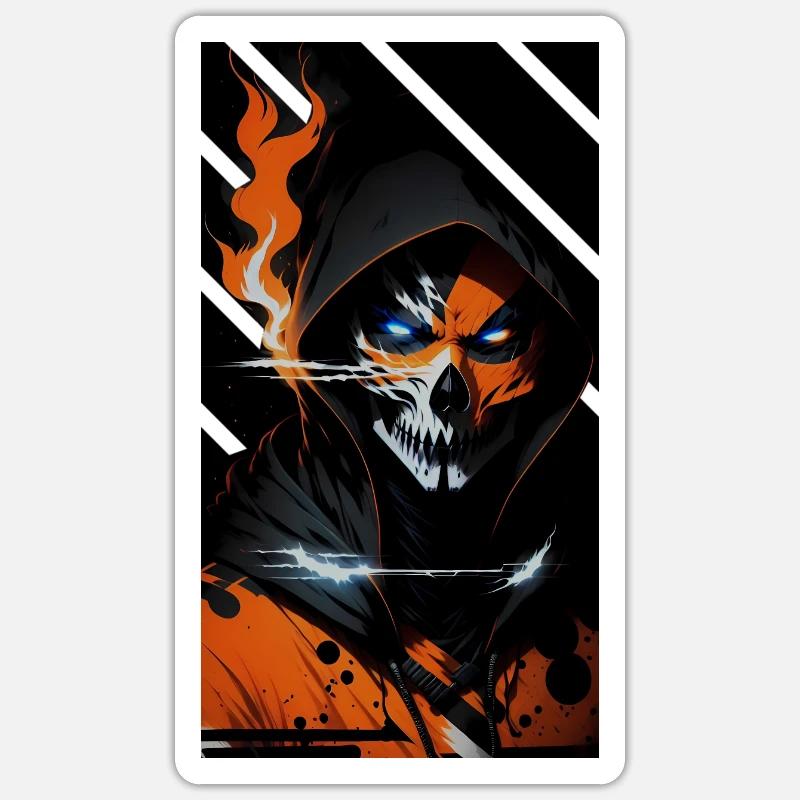 Fiery skull watcher Sticker size S (10 x 10 cm)