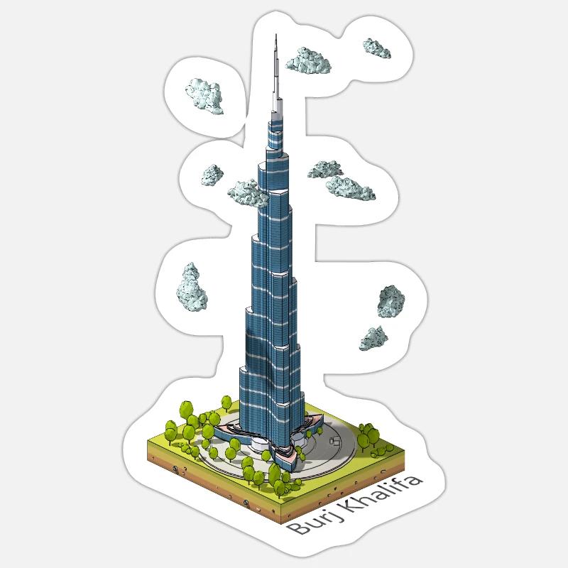 Geometric low poly Burj Khalifa Sticker size S (10 x 10 cm)