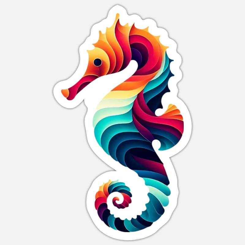 Hippocampe - Sticker taille S (10 x 10 cm) - blanc mat