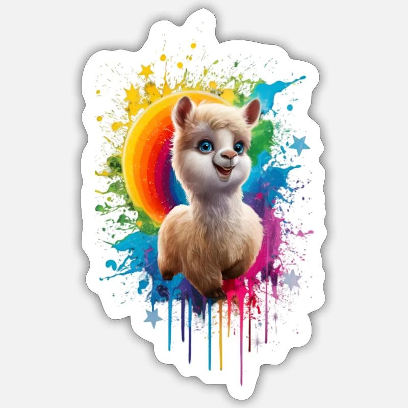Graffitti lama - Sticker taille S (10 x 10 cm) - blanc mat