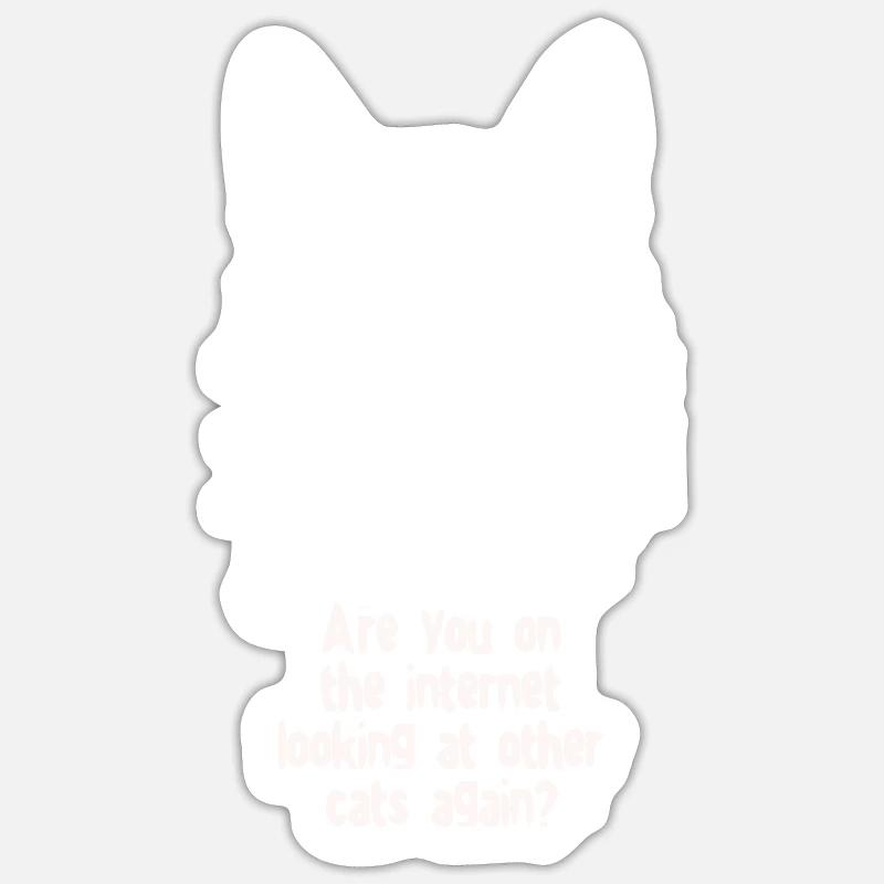 Chat Internet - Sticker taille S (10 x 10 cm) - blanc mat