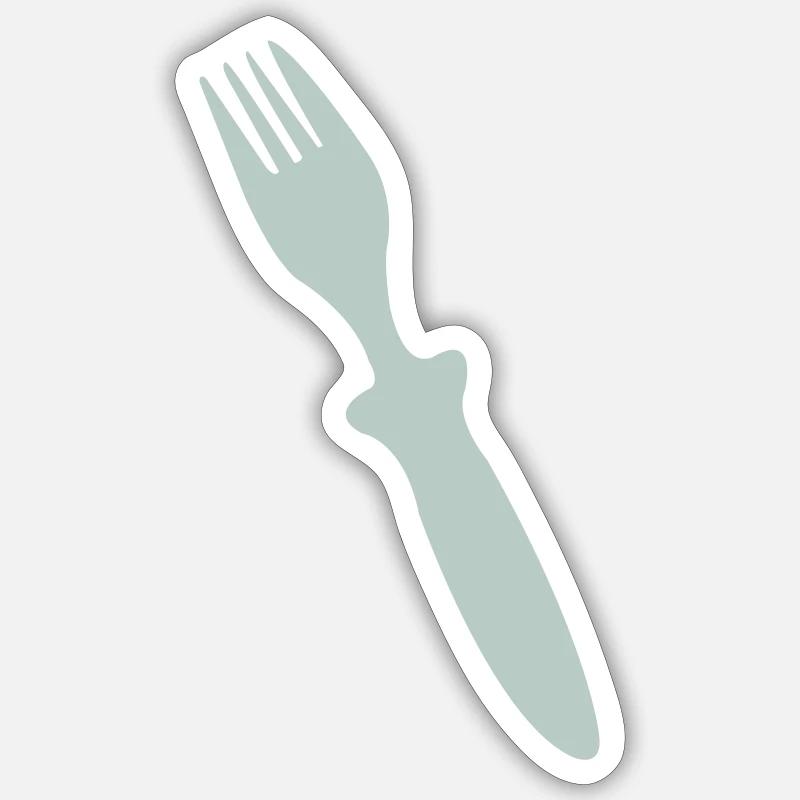fourchette - Sticker taille S (10 x 10 cm) - blanc mat