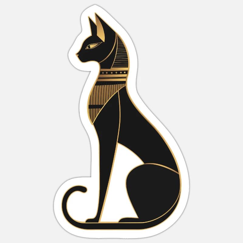 Chat égyptien - Sticker taille S (10 x 10 cm) - blanc mat