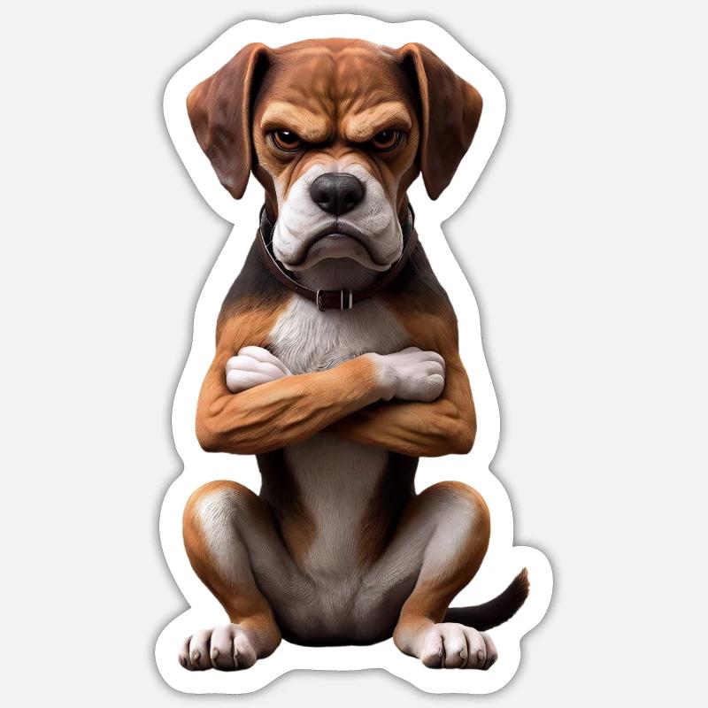 Chien grim 4 Sticker taille S (10 x 10 cm)