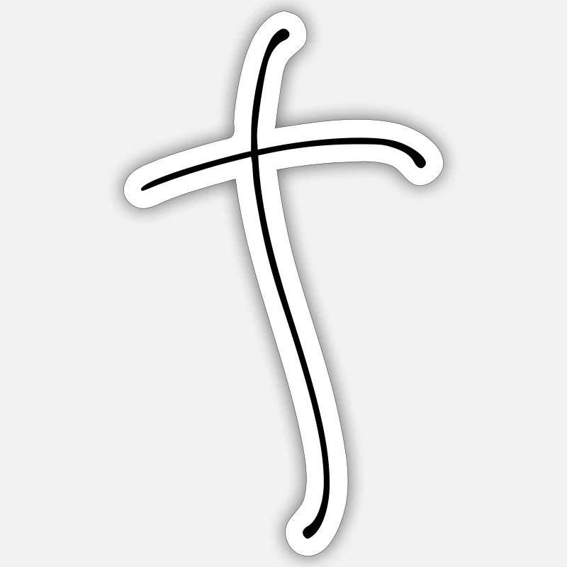 Plain Cross Line Sticker size S (10 x 10 cm)