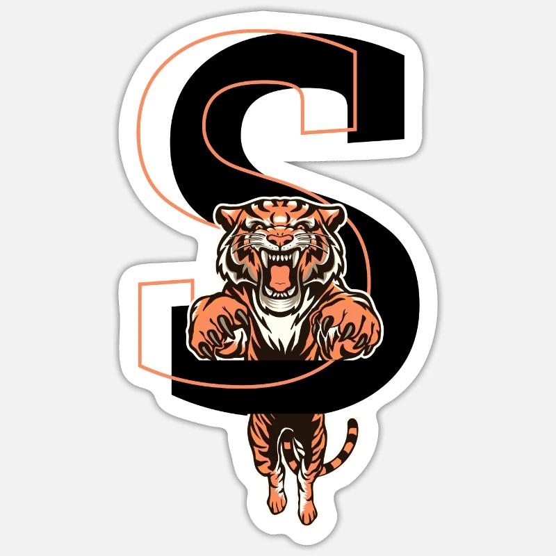 Tiger Buchstaben - Geschenkidee - Sticker Größe S (10 x 10 cm) - Mattweiß