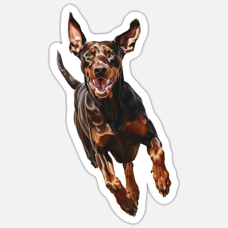 Dobermann - Sticker Größe S (10 x 10 cm) - Mattweiß