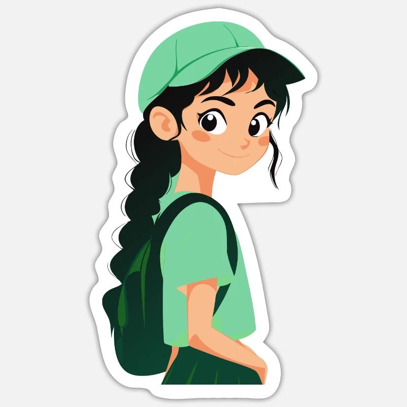 Schulmädchen - Sticker Größe S (10 x 10 cm) - Mattweiß
