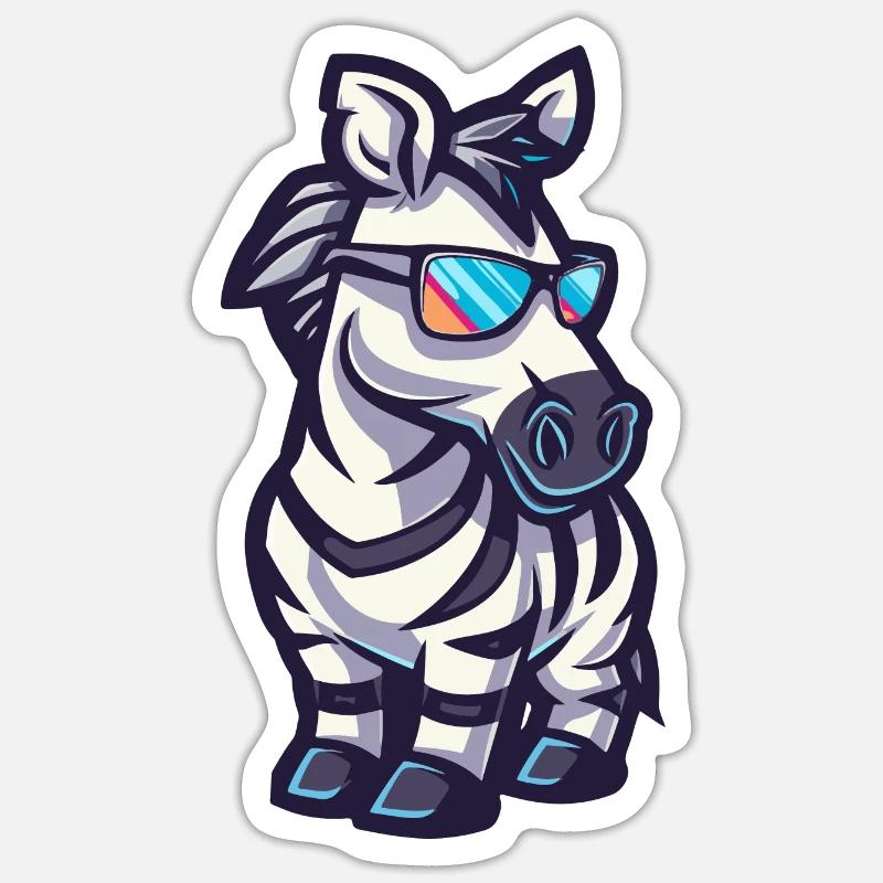 Zebra Cool Comic - Sticker Größe S (10 x 10 cm) - Mattweiß