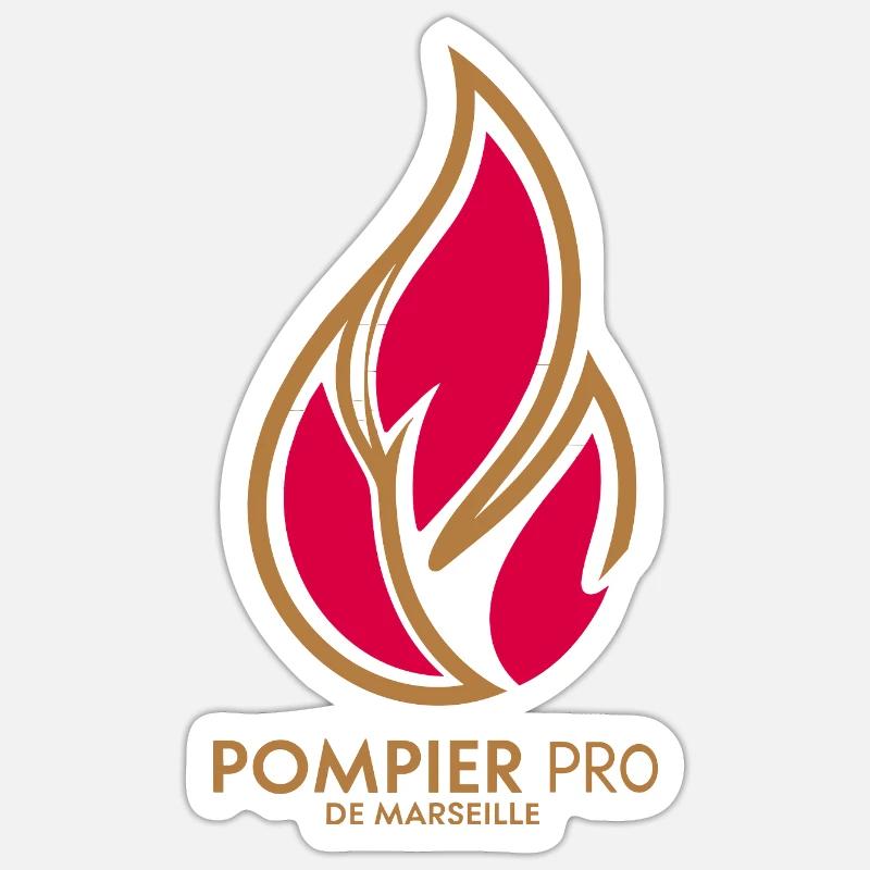 Pompier Pro de Marseille - Sticker taille S (10 x 10 cm) - blanc mat